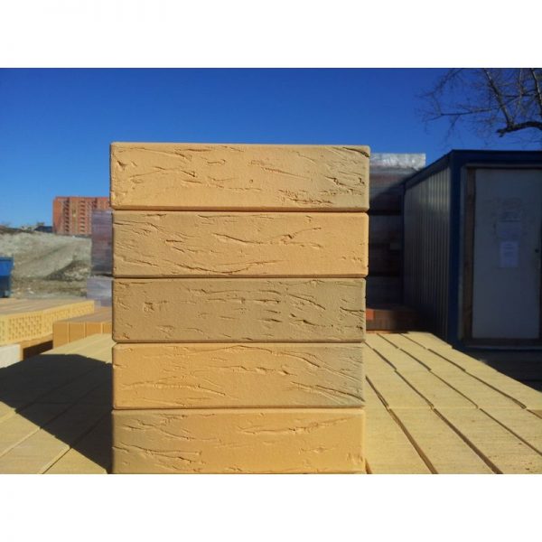 Кирпич лицевой ЛСР Пшеничный рустик Флэшинг одинарный