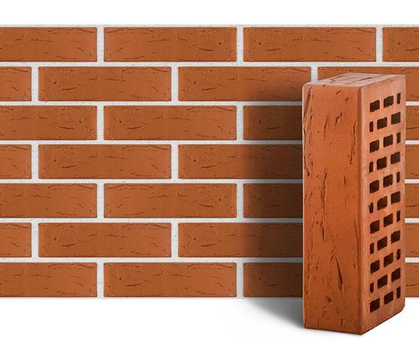 Кирпич лицевой ЛСР красный рустик одинарный