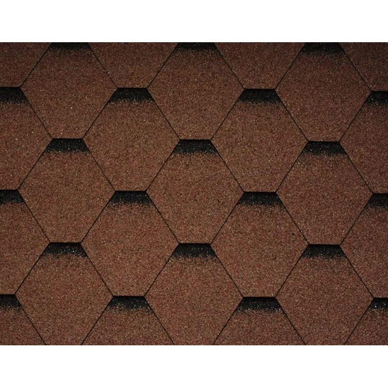 Гибкая черепица Icopal, PlanoTema шестигранник, с тенью. Клюква