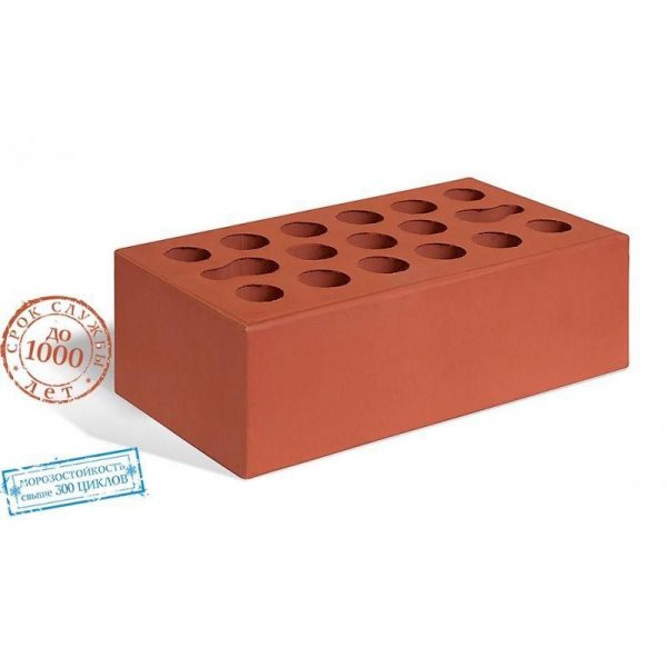 Кирпич лицевой Керма Красный гладкий утолщенный