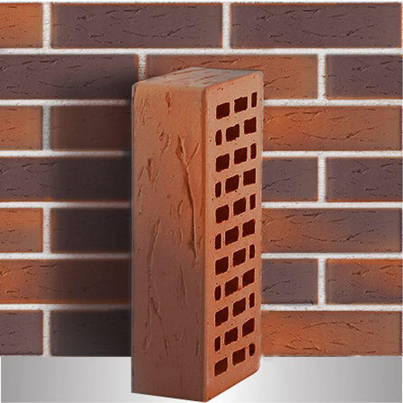 Кирпич облицовочный ЛСР, Красный Флэшинг, Тростник, 1НФ