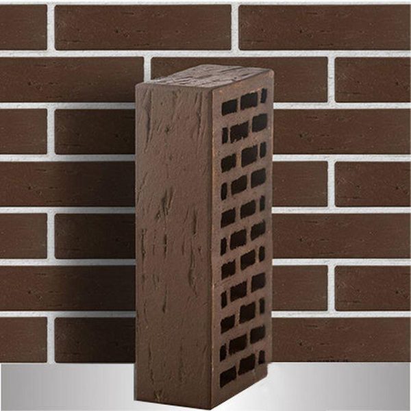 Кирпич облицовочный ЛСР, темно-коричневый, Рустик, 1НФ