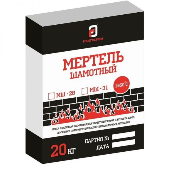 Мертель шамотный МШ-28 (20 кг)