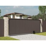 Откатные уличные ворота с заполнением профлистом REVOLUTION-SLD