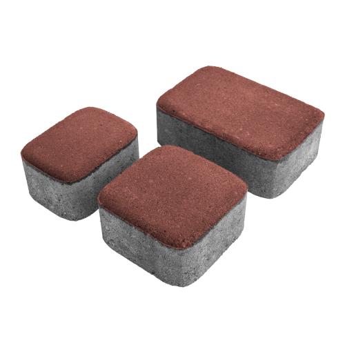 Плитка тротуарная бетонная Зенит Черноземье «Старый Город» 3 камня 60мм красный