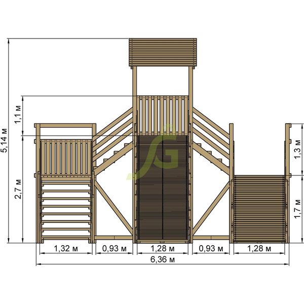 Зимняя деревянная горка ‘IgraGrad Snow Fox 12 м’ две лестницы, без окраски Зимняя деревянная горка ‘IgraGrad Snow Fox 12 м’ две лестницы, без окраски