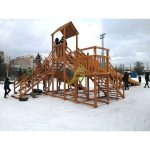 Зимняя деревянная горка ‘IgraGrad Snow Fox 12 м’ с двумя скатами (две лестницы)