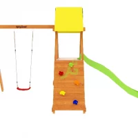 Детская деревянная зимняя горка ‘IgraGrad Snow Fox’, скат 5,9 м без окраски