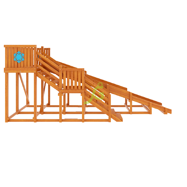 Детская деревянная зимняя горка ‘IgraGrad Snow Fox’, скат 5,9 м без окраски