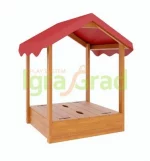 Детская деревянная песочница с тентом