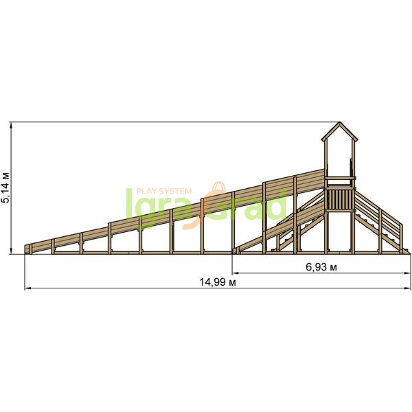 Зимняя деревянная горка ‘IgraGrad Snow Fox 12 м’ две лестницы, без окраски Зимняя деревянная горка ‘IgraGrad Snow Fox 12 м’ две лестницы, без окраски