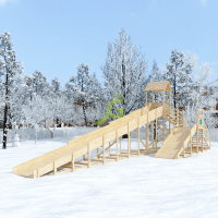 Зимняя деревянная горка ‘IgraGrad Snow Fox 12 м’ две лестницы, без окраски