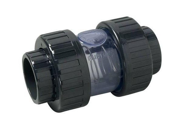 Обратный клапан 50 мм, ПВХ, пружинный, прозрочная колба