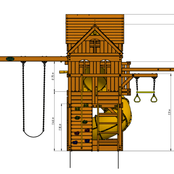 Спортивно-игровой комплекс MoyDvor ПАНОРАМА с трубой и рукоходом (10104 04)
