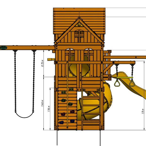 Спортивно-игровой комплекс MoyDvor ПАНОРАМА с трубой, спуском и рукоходом (10104 05)