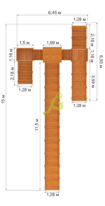 Зимняя деревянная горка «IgraGrad Snow Fox 12 м» с двумя скатами (две лестницы)