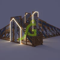 Зимняя деревянная горка «IgraGrad Snow Fox 12 м» с двумя скатами мод.5