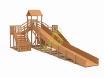 Зимняя деревянная горка «IgraGrad Snow Fox 12 м» с двумя скатами (две лестницы)