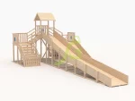 Зимняя деревянная горка «IgraGrad Snow Fox 12 м» две лестницы, без окраски
