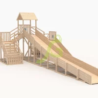 Зимняя деревянная горка «IgraGrad Snow Fox 12 м» с двумя скатами, без окраски