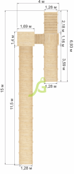 Зимняя деревянная горка «IgraGrad Snow Fox 12 м» с двумя скатами, без окраски