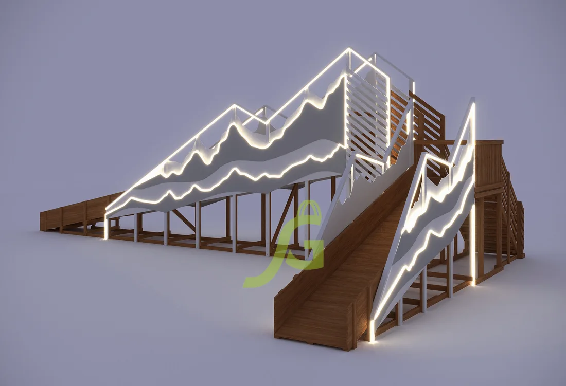 Зимняя деревянная горка «IgraGrad Snow Fox 12 м» с двумя скатами мод.5 Зимняя деревянная горка «IgraGrad Snow Fox 12 м» с двумя скатами мод.5