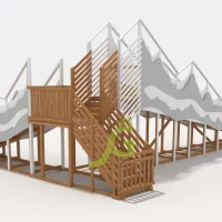 Зимняя деревянная горка «IgraGrad Snow Fox 12 м» с двумя скатами мод.624