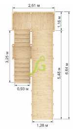 Детская деревянная зимняя горка «IgraGrad Snow Fox», скат 5,9 м без окраски