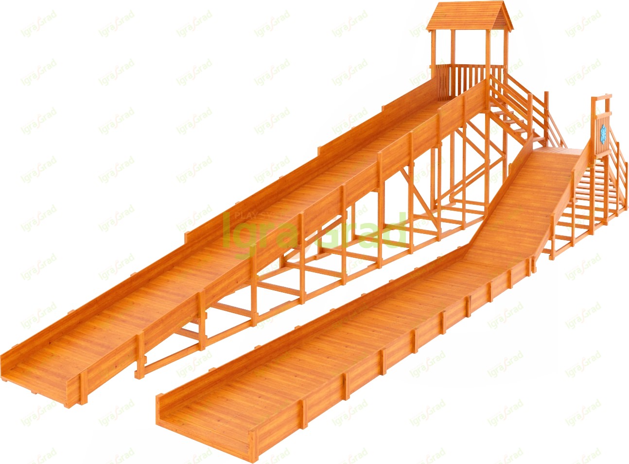 Зимняя горка «IgraGrad Snow Fox 12 м» с двумя скатами и выкатом 8 м Зимняя горка «IgraGrad Snow Fox 12 м» с двумя скатами и выкатом 8 м