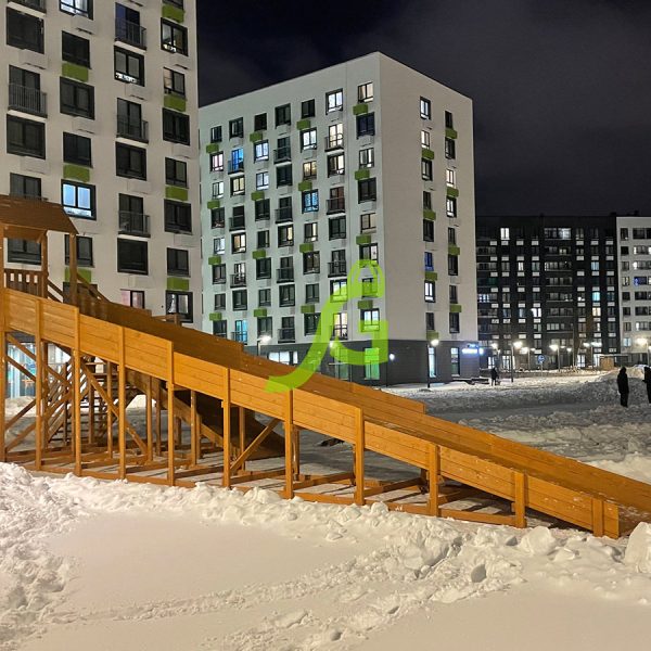 Зимняя деревянная горка «IgraGrad Snow Fox 12 м» с двумя скатами